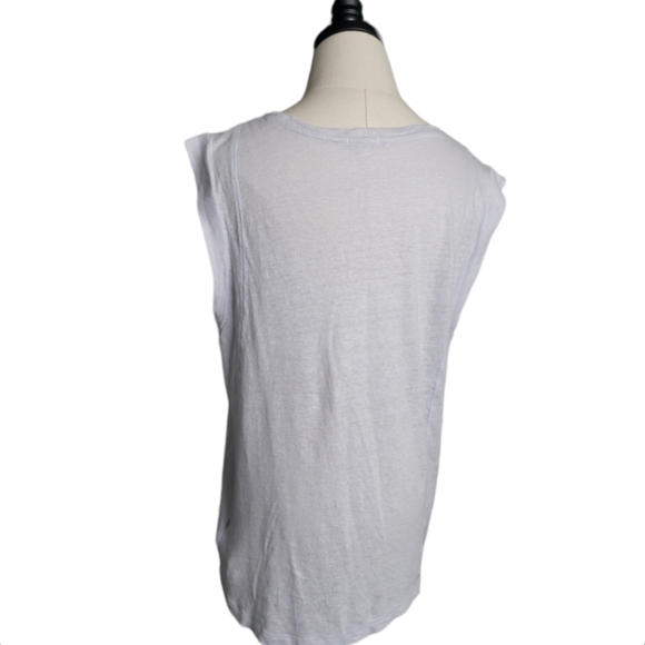 Gap Design & Crafted Linen Seam Detail Coastal Grandma Beachy Matter Flowy Top - Picture 12 of 13